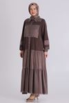 Behrem Qupra Elbise- LYN04380 Kahve