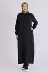 Behrem Dikişli Ferace- LYN04389 Siyah