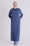 Behrem Dikişli Ferace- LYN04389 İndigo