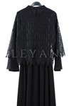 Orhan Store Güpür Detaylı Elbise- LYN04410 Siyah