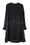 Defrina Dalga Desenli Qupra Tunik- LYN04412 Siyah