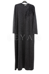 Dule Simli İşlemeli Elbise- LYN04420 Siyah