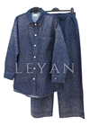Taşlı Denim Takım- LYN04427 Koyu Mavi