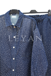 Taşlı Denim Takım- LYN04427 Koyu Mavi