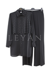 Orhan Store Yakası Taşlı Takım- LYN04426 Siyah