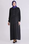 Behrem Fırfır Detaylı Elbise- LYN04409 Siyah