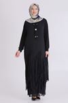 Behrem Kırıştırma Elbise- LYN04440 Siyah