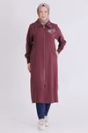 Behrem İşlemeli Fermuarlı Kap- LYN04446 Bordo