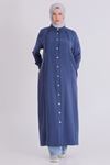 Behrem Dikişli Ferace- LYN04385 İndigo