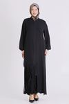 Behrem Şifon Detaylı Ferace- LYN04466 Siyah