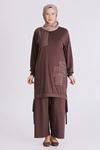 Behrem Dikiş Detaylı Takım- LYN04465 Kahve