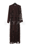 Orhan Store İşlemeli Abaya Takım- LYN04469 Kahve