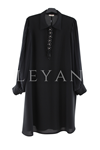 Dule Plise Kollu Tunik- LYN04474 Siyah