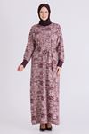 Behrem Desenli Elbise- LYN04482 Vişne
