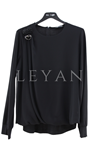 Fuat Gürşen Broşlu Şifonlu Bluz- LYN04501 Siyah