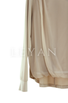 Fuat Gürşen Broşlu Şifonlu Bluz- LYN04501 Bej