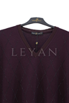 Mutlu Ertan Kapri Kol Baklava Taşlı Bluz- LYN04522 Mürdüm