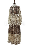 Orhan Store Desenli Elbise- LYN04535 Bej