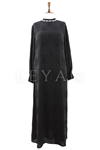 Orhan Store Yakası Taş Detaylı Elbise- LYN04538 Siyah