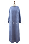 Orhan Store Yakası Taş Detaylı Elbise- LYN04538 İndigo