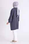 Behrem İşleme ve Qupra Detaylı Tunik- LYN04565 Lacivert