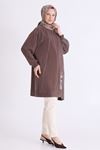 Behrem İşleme ve Qupra Detaylı Tunik- LYN04565 Kahve