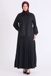 Behrem İşlemeli Etekli Takım- LYN04572 Siyah