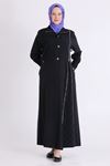 Behrem Fermuar Detaylı Ferace- LYN04575 Siyah