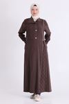 Behrem Fermuar Detaylı Ferace- LYN04575 Kahve