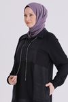 Behrem Parçalı Yakası İpli Tunik- LYN04584 Siyah