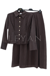 Orhan Store Düğmeli Etekli Takım- LYN04582 Kahve