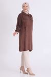 Behrem İşlemeli Tunik- LYN04588 Kahve