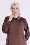 Behrem İşlemeli Tunik- LYN04588 Kahve