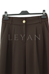Sentez Zirve Palazzo Pileli Geniş Paça Pantolon- LYN04592 Kahve