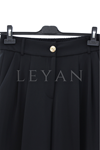 Sentez Zirve Palazzo Pileli Geniş Paça Pantolon- LYN04592 Siyah