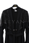 Orhan Store Omzu İşlemeli Abaya Takım- LYN04601 Siyah