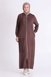 Behrem Paraşüt Detaylı Ferace-LYN04614 Kahve