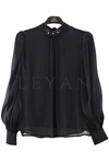 Orhan Store Yakası Taşlı Bluz- LYN04638 Siyah