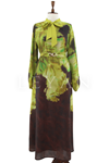 Orhan Store  Desenli Elbise-LYN04642 Yeşil
