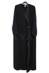 Dule Volanlı Krep Elbise- LYN04643 Siyah