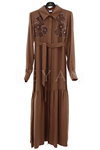 Orhan Store İşlemeli Elbise- LYN03810 Kahve