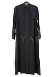 Micca Yakma Desenli Ferace-LYN04649 Siyah