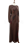Defrina Fırfır Detaylı Qupra Elbise- LYN04651 Kahve