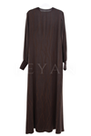 Defrina Dalgalı Jakarlı Qupra Elbise- LYN04652 Kahve