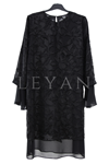 Dule Volanlı Şifon Tunik-LYN04658 Siyah