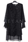 Dule Volanlı Şifon Tunik-LYN04658 Siyah