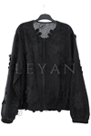Levidor Çiçek Figürlü Ceket-LYN04661 Siyah