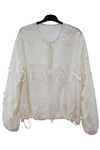 Levidor Çiçek Figürlü Ceket-LYN04661 Beyaz