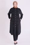 Behrem Boncuk İşlemeli Tunik-LYN04664 Siyah