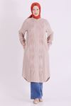 Behrem Boncuk İşlemeli Tunik-LYN04664 Bej